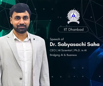 Graphic announcing a speech by Dr. Sabyasachi Saha at the IIT (ISM) Dhanbad Faculty Development Program
