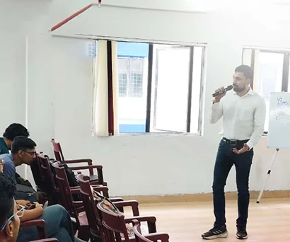 Dr. Sabyasachi Saha speaking at the Generative AI and Prompt Engineering seminar, Brainware University, Barasat